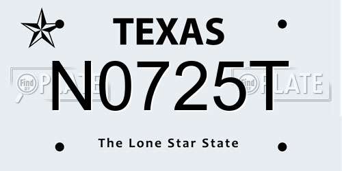 N0725T Texas License Plate