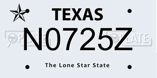N0725Z Texas License Plate