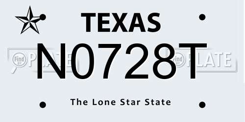 N0728T Texas License Plate
