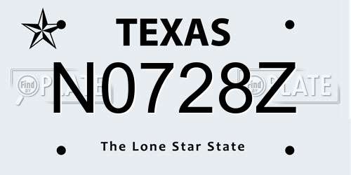 N0728Z Texas License Plate