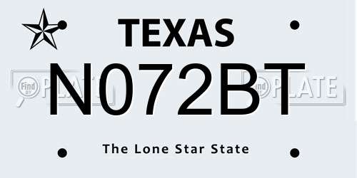 N072BT Texas License Plate