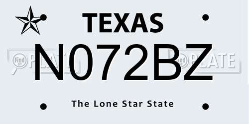N072BZ Texas License Plate