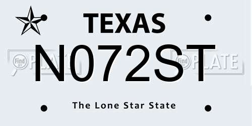 N072ST Texas License Plate