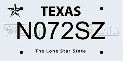 N072SZ Texas License Plate