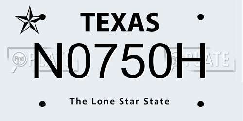 N0750H Texas License Plate