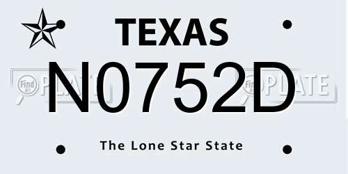 N0752D Texas License Plate