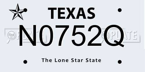 N0752Q Texas License Plate
