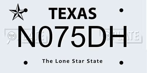 N075DH Texas License Plate