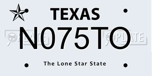 N075TO Texas License Plate