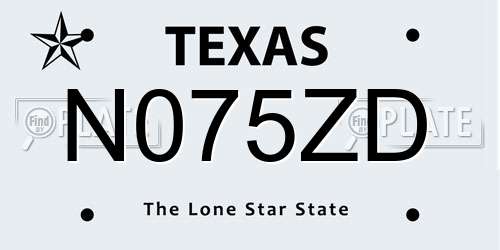 N075ZD Texas License Plate