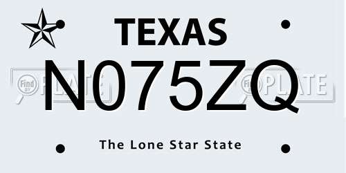N075ZQ Texas License Plate