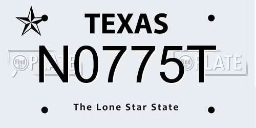 N0775T Texas License Plate