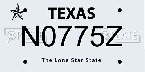 N0775Z Texas License Plate