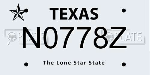 N0778Z Texas License Plate