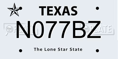 N077BZ Texas License Plate