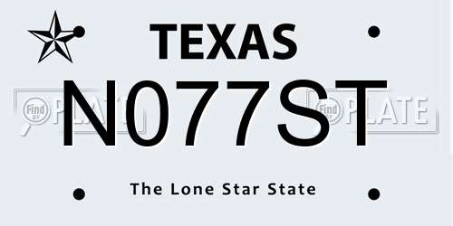 N077ST Texas License Plate