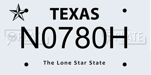 N0780H Texas License Plate