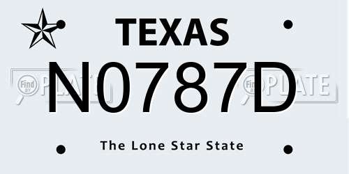N0787D Texas License Plate