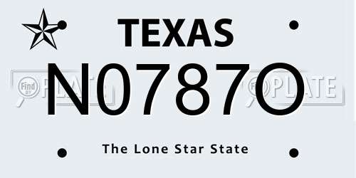 N0787O Texas License Plate