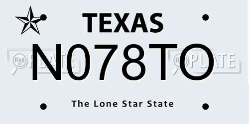 N078TO Texas License Plate