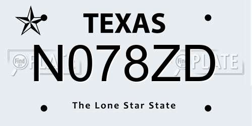 N078ZD Texas License Plate