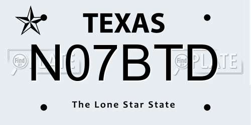 N07BTD Texas License Plate