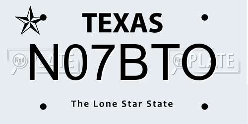 N07BTO Texas License Plate