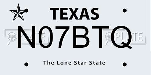 N07BTQ Texas License Plate
