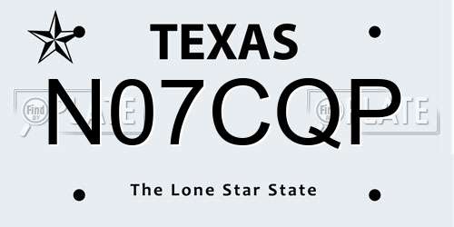 N07CQP Texas License Plate