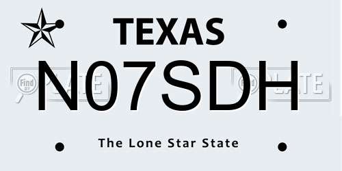N07SDH Texas License Plate