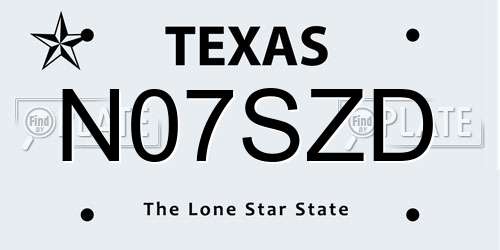 N07SZD Texas License Plate