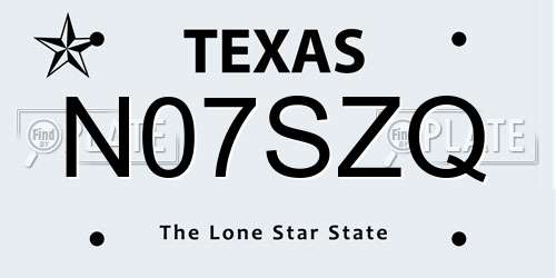 N07SZQ Texas License Plate