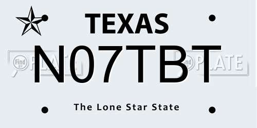 N07TBT Texas License Plate