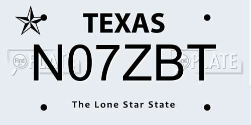 N07ZBT Texas License Plate