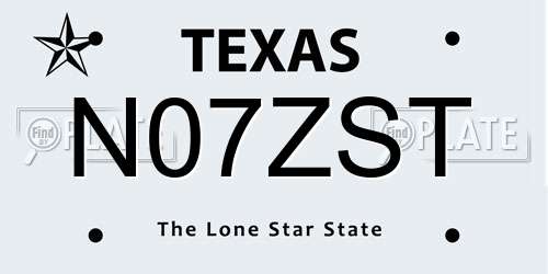 N07ZST Texas License Plate