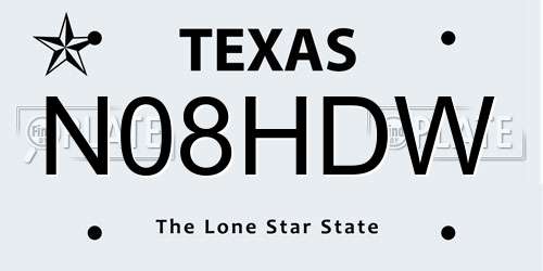 N08HDW Texas License Plate