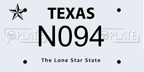 N094 Texas License Plate