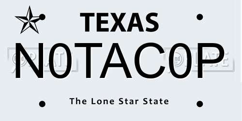 N0TAC0P Texas License Plate