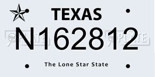 N162812 Texas License Plate