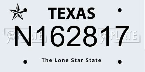 N162817 Texas License Plate