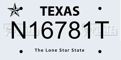 N16781T Texas License Plate
