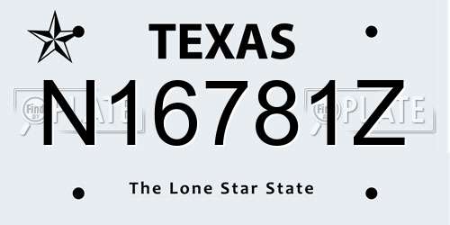 N16781Z Texas License Plate