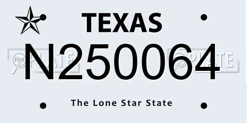 N250064 Texas License Plate