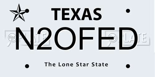 N2OFED Texas License Plate