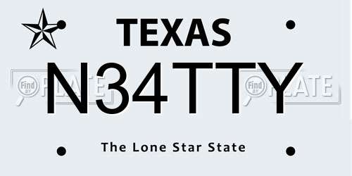 N34TTY Texas License Plate