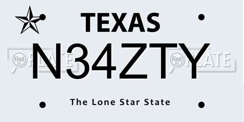 N34ZTY Texas License Plate
