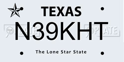 N39KHT Texas License Plate