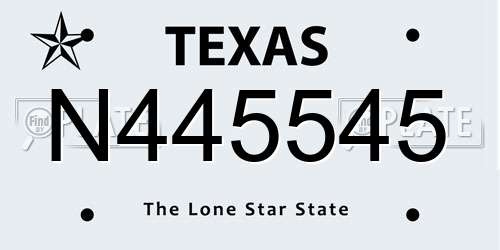 N445545 Texas License Plate