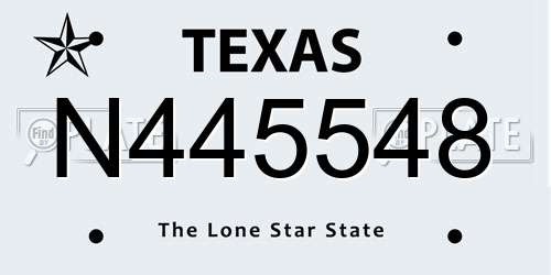 N445548 Texas License Plate