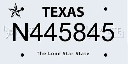 N445845 Texas License Plate